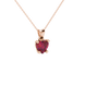 Raspberry Red heart cut gemstone lotus basket halo pendant in rose gold