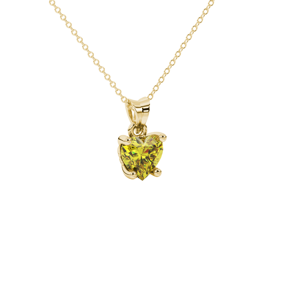 Canary Yellow heart cut gemstone lotus basket halo pendant in yellow gold