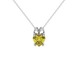 Close-up angled shot of Canary Yellow heart cut pave basket halo pendant in white gold