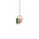 Side view of Emerald Green heart cut gemstone pendant showcasing the rose gold