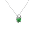Emerald Green heart cut gemstone pave basket halo pendant in white gold