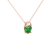 Emerald Green heart cut gemstone pave basket halo pendant in rose gold