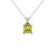 Princess canary yellow gemstone pendant, white gold four-prong setting.