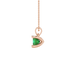 Side profile, rose gold emerald green pendant, four-prong gallery.