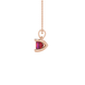 Side profile, rose gold raspberry red pendant, four-prong gallery.