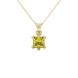 Princess canary yellow gemstone pendant, yellow gold six-prong setting.