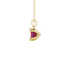 Side profile, yellow gold raspberry red pendant, six-prong gallery.