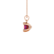Side profile, rose gold raspberry red pendant, six-prong gallery.