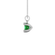 Side profile, white gold emerald green pendant, six-prong gallery.