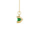 Side profile, yellow gold emerald green pendant, six-prong gallery.
