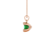 Side profile, rose gold emerald green pendant, six-prong gallery.