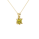 Close-up, princess canary yellow gemstone, yellow gold six-prong pendant.