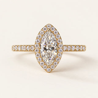Verona Marquise Cut Lab Grown Diamond Halo Engagement Ring in Yellow Gold