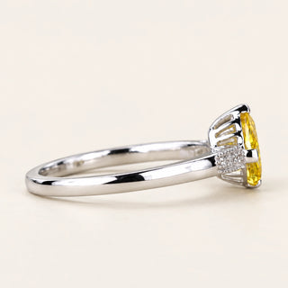 Yellow Pear Cut Lab Grown Diamond Four-Prong Engagement Ring in White Gold