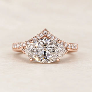 East-West Marquise Cut Lab Grown Diamond Split Shank Ring in Rose Gold