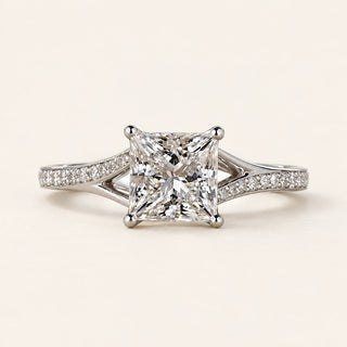 Princess Cut Lab Grown Diamond Split Shank Engagement Ring