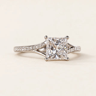 Princess Cut Lab Grown Diamond Split Shank Engagement Ring