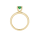 Emerald cut green gemstone solitaire ring in gold four prong setting