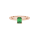 Emerald cut green gemstone solitaire ring in gold four prong setting