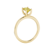 Emerald cut yellow gemstone solitaire ring in gold four prong setting