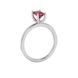 Emerald cut red gemstone solitaire ring in gold four prong setting