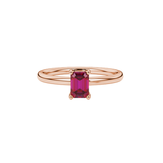 raspberry red gemstone solitaire ring in rose gold