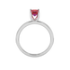 Emerald cut red gemstone solitaire ring in gold four prong setting