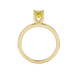 Emerald cut yellow gemstone solitaire ring in gold four prong setting