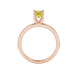 Emerald cut yellow gemstone solitaire ring in gold four prong setting