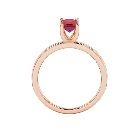 raspberry red gemstone solitaire ring in rose gold