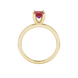Emerald cut red gemstone solitaire ring in six prong gold setting