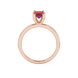 Emerald cut red gemstone solitaire ring in six prong gold setting