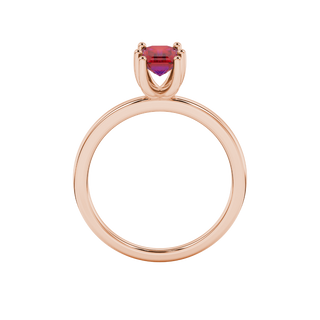 raspberry red gemstone solitaire ring in rose gold