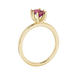 Emerald cut red gemstone solitaire ring in six prong gold setting