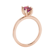 Emerald cut red gemstone solitaire ring in six prong gold setting