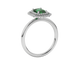 Emerald cut green gemstone double halo ring with octagonal diamond frame in gold