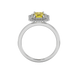 Emerald cut yellow gemstone double halo ring with octagonal diamond frame in gold