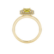 Emerald cut yellow gemstone double halo ring with octagonal diamond frame in gold