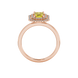 Emerald cut yellow gemstone double halo ring with octagonal diamond frame in gold