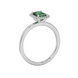 Green emerald cut gemstone halo ring with split shank band and diamond accents