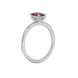 Emerald cut red gemstone halo ring with sparkling round diamond halo in rose gold