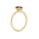 Emerald cut red gemstone halo ring with sparkling round diamond halo in rose gold