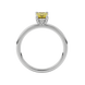 Emerald cut yellow gemstone halo ring with round diamond halo and polished gold band