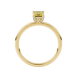 Emerald cut yellow gemstone halo ring with round diamond halo and polished gold band