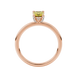 Emerald cut yellow gemstone halo ring with round diamond halo and polished gold band