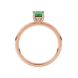 Emerald cut green gemstone halo ring with round lab grown diamond halo in rose gold