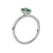 Emerald cut green gemstone halo ring with round lab grown diamond halo in rose gold