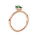 Emerald cut green gemstone halo ring with round lab grown diamond halo in rose gold