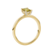 Emerald cut yellow gemstone halo ring with round diamond halo and polished gold band