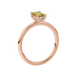 Emerald cut yellow gemstone halo ring with round diamond halo and polished gold band